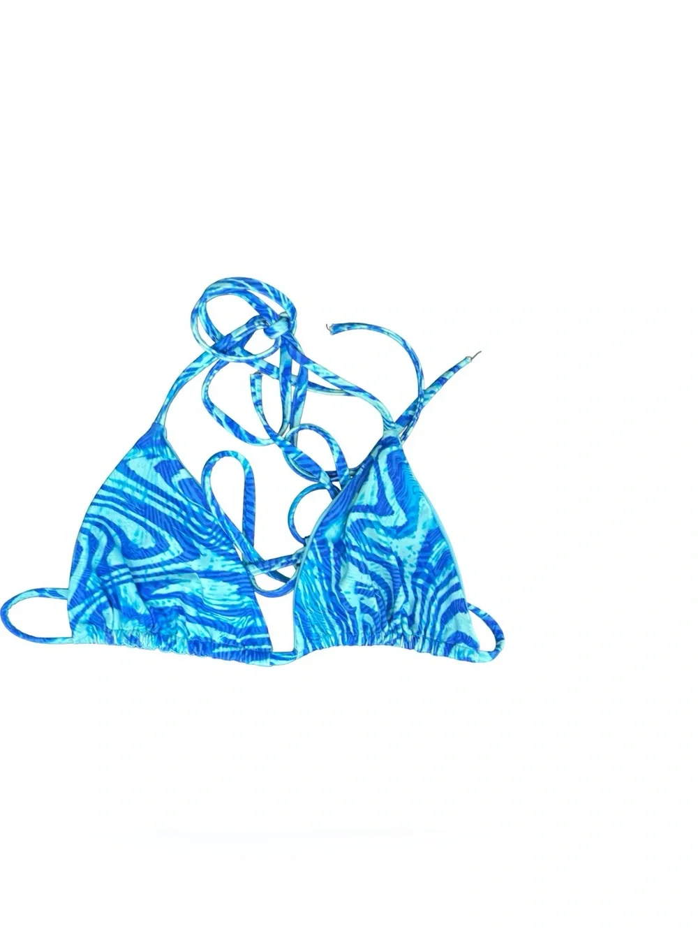 Frankies Bikinis Tia Triangle Bikini Top in the Electric Blue print Size Small